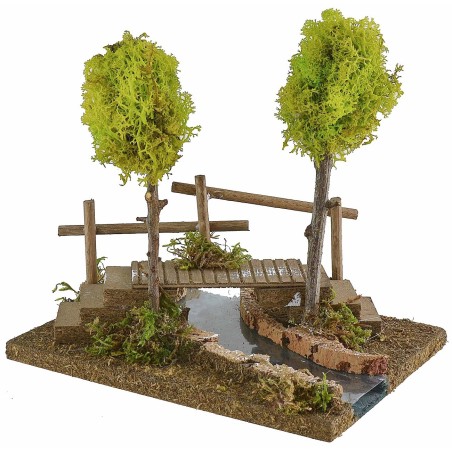 Modular left curved river with bridge 20x14.5x16.5 cm h for