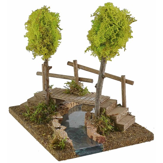 Fiume curva sinistra componibile con ponte cm 20x14,5x16,5 h