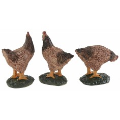 Set 3 galline in resina per statuine da 15-20 cm base, testa 2