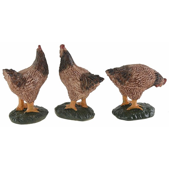 Set 3 galline in resina per statuine da 15-20 cm