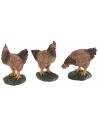 Juego de 3 gallinas de resina para figuritas de 15-20 cm