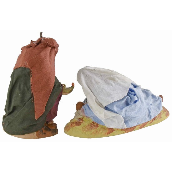Nativity series 12 cm in terracotta and fabric with reclining