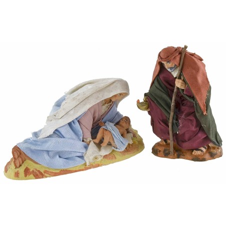 Nativity series 12 cm in terracotta and fabric with reclining