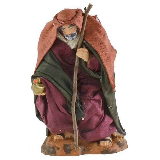 Nativity series 12 cm in terracotta and fabric with reclining