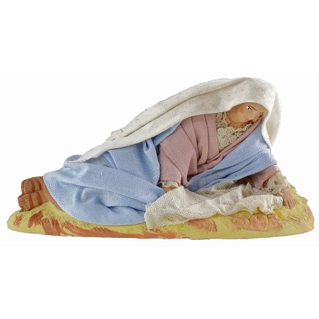 Natividad serie 12 cm en terracota y tela con Virgen María