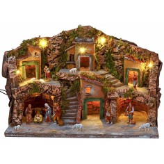 Presepe illuminato completo di statuine Landi Moranduzzo cm 2