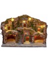 Presepe con paesaggio illuminato e grotte cm 50x24x32 h
