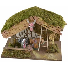 Cabaña con pajar para belén cm 33x18x23 h completa de 2