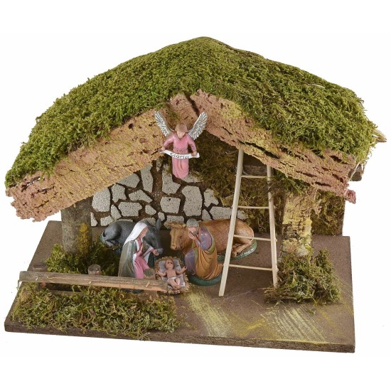 Cabaña con pajar para belén cm 33x18x23 h completa de