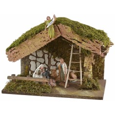 Cabaña con granero para pesebre cm 33x18x23 h completa con la 2