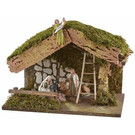 Nativity shed with barn measuring 33x18x23 cm h complete with