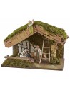 Cabaña con granero para pesebre cm 33x18x23 h completa con la