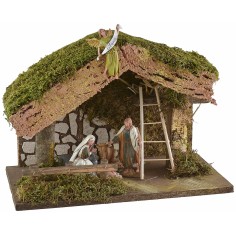 Nativity shed with barn measuring 33x18x23 cm h complete with