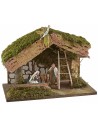 Nativity shed with barn measuring 33x18x23 cm h complete with