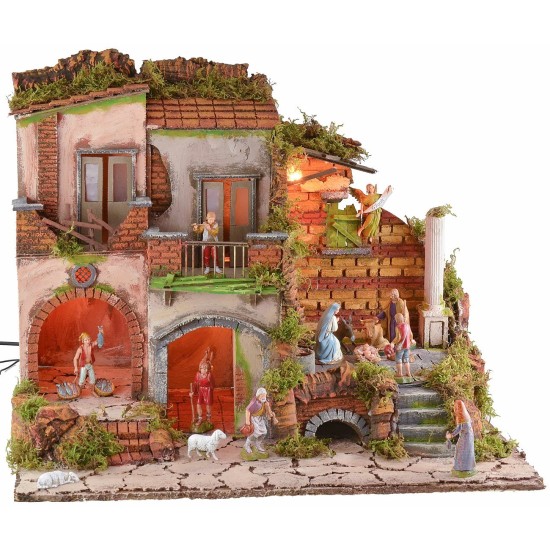 Illuminated nativity scene with working fountain 18th century