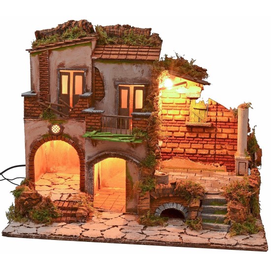 Borgo illuminato con fontana funzionante stile '700 cm 60x41x48