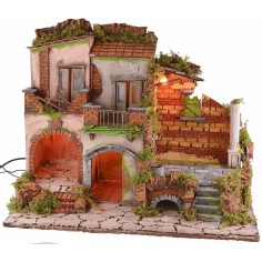 Borgo illuminato con fontana funzionante stile '700 cm 60x41x48