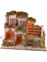 Illuminated village with working fountain 18th century style cm