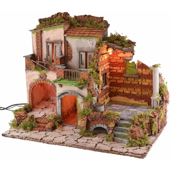 Borgo iluminado con fuente funcional estilo '700 cm 60x41x48