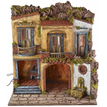 Borgo iluminado con horno y fuente en funcionamiento estilo '700 cm