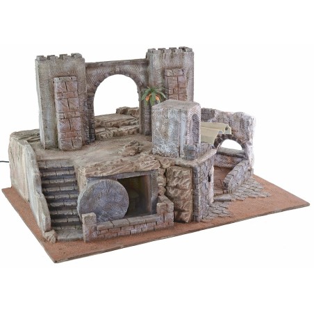 Presepe Pasquale illuminato cm 75x52x42,5 h altezza, statue