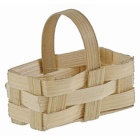 Cesta rectangular de mimbre con asa cm 2,9X1,5X2,6 h miniaturas