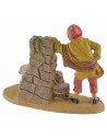 Pastore alla fontana con agnello 8 cm in pvc statua, base