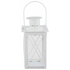 Linterna blanca de metal cm10x10x26,5 h metal, gancho 2