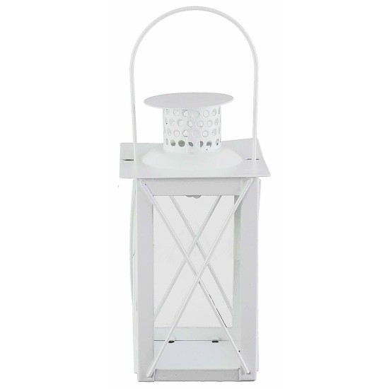 Linterna blanca de metal cm10x10x26,5 h metal, gancho