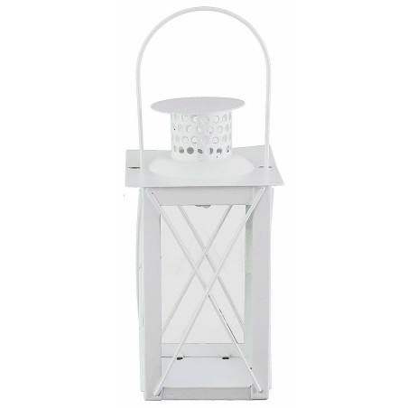 Linterna blanca de metal cm10x10x26,5 h metal, gancho