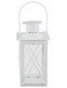Lanterna bianca in metallo cm10x10x26,5 h metallo, gancio