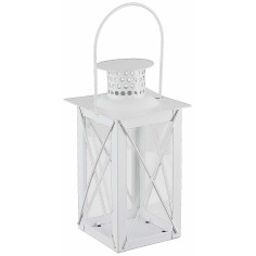 Linterna blanca de metal cm10x10x26,5 h metal, gancho