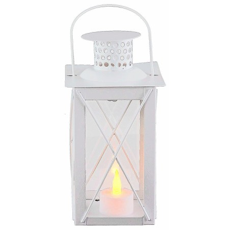 Linterna blanca de metal cm10x10x26,5 h metal, gancho