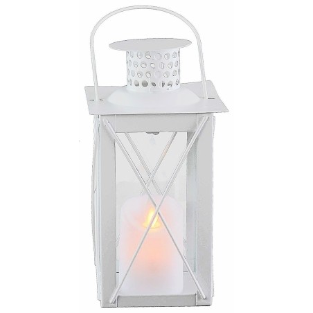 Linterna blanca de metal cm10x10x26,5 h metal, gancho