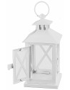 White metal lantern with front opening 10.5x10.5x26.5 cm h