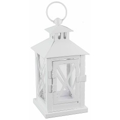 Linterna blanca de metal con apertura frontal de 10,5x10,5x26,5