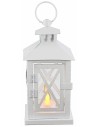 Linterna blanca de metal con apertura frontal de 10,5x10,5x26,5