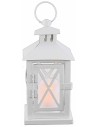 Linterna blanca de metal con apertura frontal de 10,5x10,5x26,5