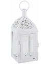 Linterna blanca de metal con cúpula trabajada de 10x10x30 cm h