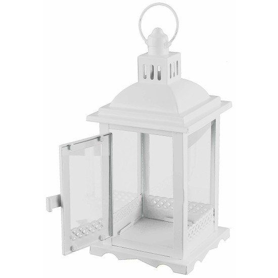 Lanterna in metallo bianco h 28x12x12 cm