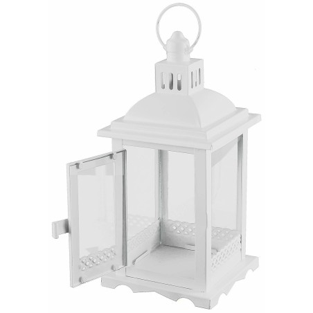 Lanterna in metallo bianco h 28x12x12 cm