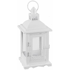 Lanterna in metallo bianco 12x12x28 h. 