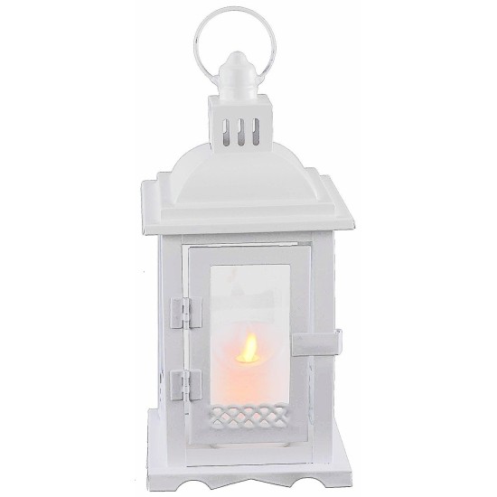 Linterna de metal blanco 12x12x28 h.