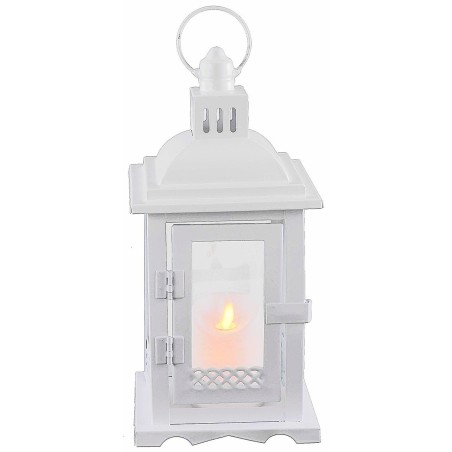Lanterna in metallo bianco h 28x12x12 cm