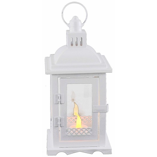 Lanterna in metallo bianco 12x12x28 h. 