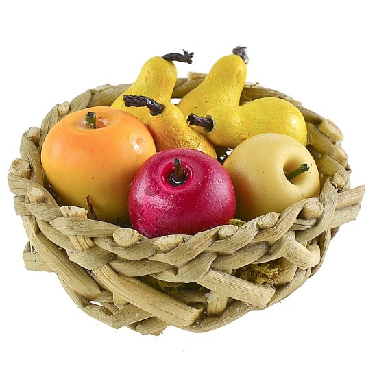 Cesta de mimbre ø 3 cm con fruta Mundo Pesebre