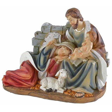 Nativity group in resin with reclining Madonna 18x9x15.3 cm h