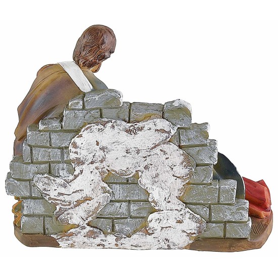 Grupo Natividad en resina con Virgen acostada de 18x9x15,3 cm h