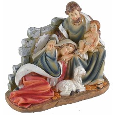 Grupo Natividad en resina con Virgen acostada de 18x9x15,3 cm h