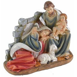 Nativity group in resin with reclining Madonna 22x11.5x19.2 cm h